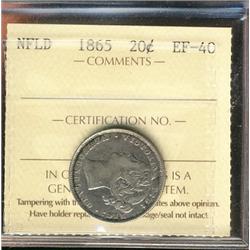 Nfld 1865 20¢ ICCS EF40.