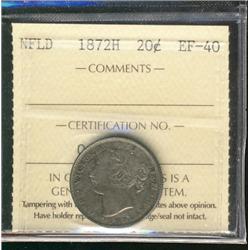 Nfld 1872H 20¢ EF40.