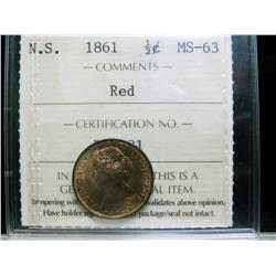 N.S.  1861 1/2¢ ICCS MS63 Red