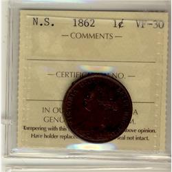 N.S.  1862 1¢ ICCS VF30
