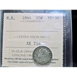 N.B. 1864  10¢ ICCS VF30