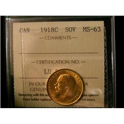 Gold Sovereign 1918c CCCS MS63. Scarce date. Flashy'