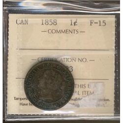 1858 1¢ ICCS F15.