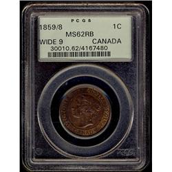 1859 1¢ Wide 9/8 PCGS MS62RB