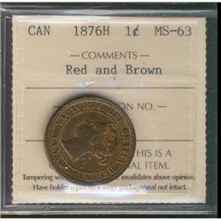 1876H 1¢ ICCS MS63RB.