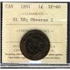 Image 1 : 1891 1¢ SLSD Obv 2 ICCS EF40.