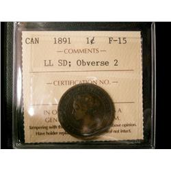 1891 1¢ LL SD Obv 2 ICCS F15.