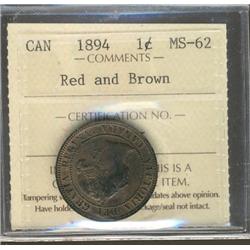 1894 1¢ ICCS MS62RB.
