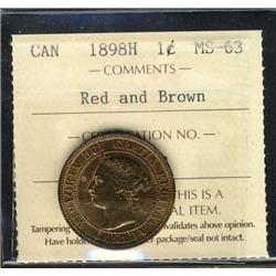1898H 1¢ ICCS MS63RB.