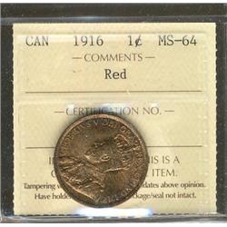 1916 1¢ ICCS MS64RD,