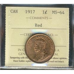 1917 1¢ ICCS MS64RD.