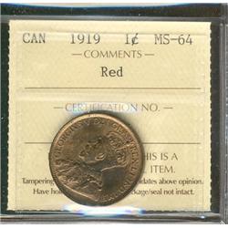 1919 1¢ ICCS MS64RD.
