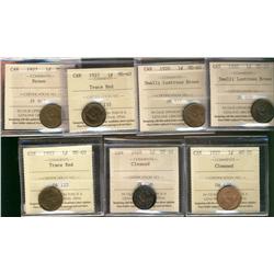 1920 1¢ Sml(2), 1927(2) & 1933 ICCS MS60.   Also includes 1928 EF40 & 1927 AU55 both designated clea