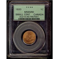 1920 Small 1¢ PCGS MS65RD  Full red, lovely.
