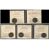 Image 1 : 1920, 1932 & 1933(3) 1¢ ICCS MS62.  Lot of 5 coins lustrous brown to RB.