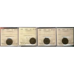 1922(2), 1925 1¢ EF40 & 1922 VF30.  Lot of 4 ICCS coins.