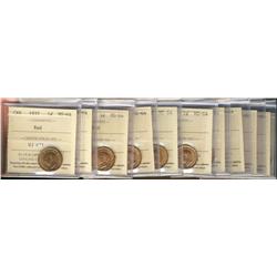1937 1¢ ICCS MS64RD.  Lot of 11 coins all full red.