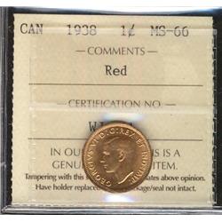 1938 1¢ ICCS MS66RD.