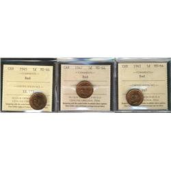 1942, 1945 & 1947 1¢ ICCS MS64RD.