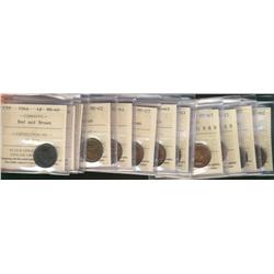 1944 1¢ MS60RB(3), MS62RB(2), MS63RB(3), 1947 ML Ptd MS63RB & 1953 NSF Hanging 3 MS63RB(3) and MS62R