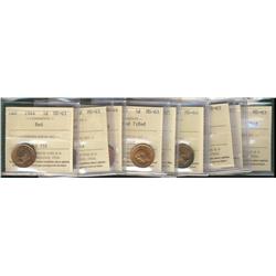 1944(2), 1947 ML Ptd(2), 1953 NSF(2), 1954 SF (2) & 1948 A to(2) 1¢ ICCS MS63RD.  Lot of 10 coins.
