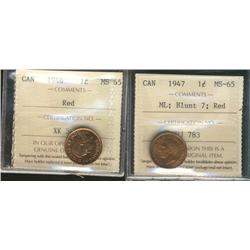 1947 1¢ ML Blt7 & 1946 ICCS MS65RD