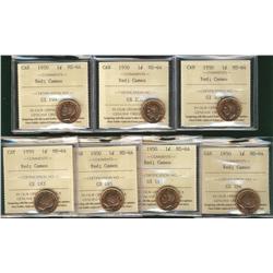 1950 1¢ ICCS MS64RD.  Lot of 7 Cameo examples.