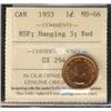 Image 1 : 1953 1¢ NSF Hanging 3 ICCS MS66RD.