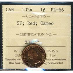 1954 1¢ SF ICCS PL66Red with cameo.