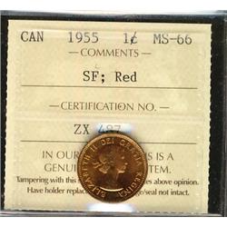 1955 1¢ SF ICCS MS66RD.