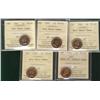 Image 1 : 1957, 1961, 1963(2) & 1965 SmBds Blt 1¢ ICCS PL65 Heavy Cameo.  Lot of 5 coins.