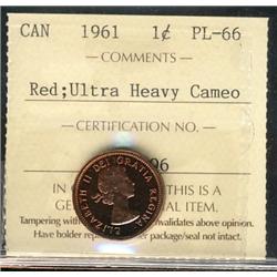 1961 1¢  ICCS PL66 Ultra Heavy Cameo.