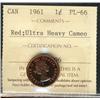 Image 1 : 1961 1¢  ICCS PL66 Ultra Heavy Cameo.