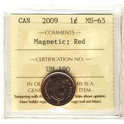 2009 Logo 1¢ magnetic ICCS MS65 Red