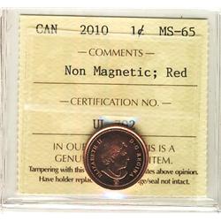 2010 Logo 1¢ non magnetic ICCS MS65 Red