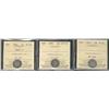 Image 1 : 1871 5¢ F15, 1885 Sml 5 & 1894 VF30.  Lot of 3 ICS graded coins.