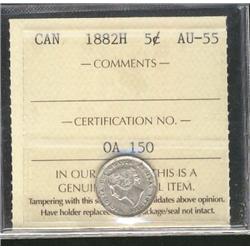 1882H 5¢ ICCS AU55.  Brilliant example.