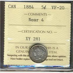1884 Near 4 5¢ ICCS VF20, a nice and problem free example,