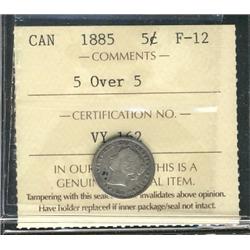 1885 5¢ 5 over 5 ICCS F12.