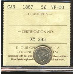 1887 5¢ ICCS VF30