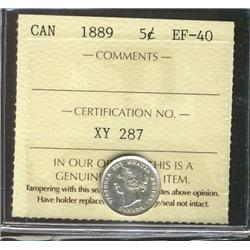 1889 5¢ ICCS EF40, brilliant and lustrous.