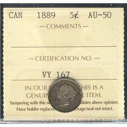 1889 5¢ ICCS AU50.