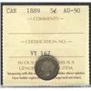 Image 1 : 1889 5¢ ICCS AU50.