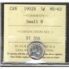 Image 1 : 1902 small H 5¢ ICCS MS62, brilliant