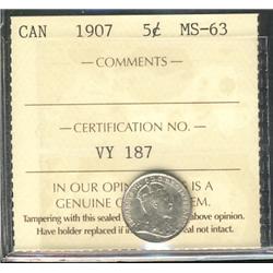1907 5¢ ICCS MS63.