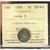 Image 1 : 1908 Large 8 5¢ ICCS EF40, popular variety.