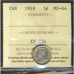 1918 5¢ ICCS MS64