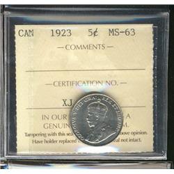 1923 5¢ ICCS MS63.