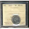 Image 1 : 1923 5¢ ICCS MS63.