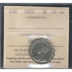 1925 5¢ ICCS VF30.